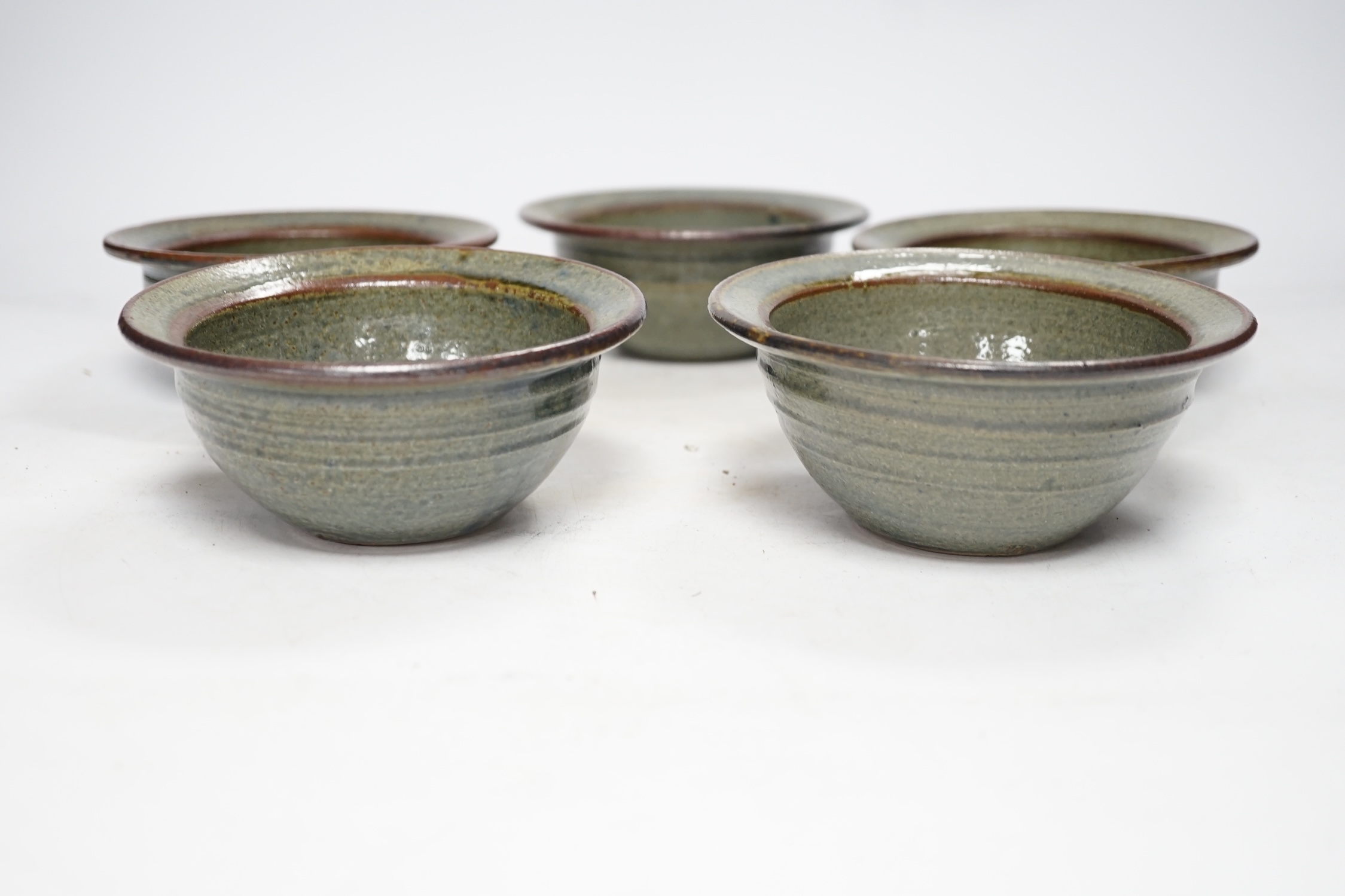 Five Studio pottery bowls, with Henry Hammond Potter's stamp to base